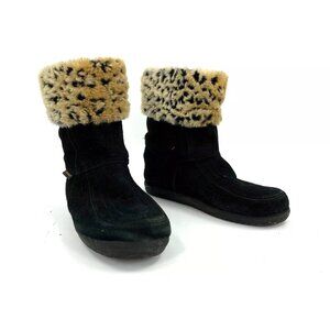 Steger Mukluks Jackie Black Leather and Faux Fur Winter Boots Womens Size 8